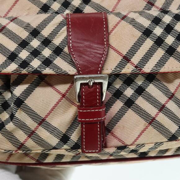 Burberry Nova Check Blue Label Shoulder Bag Nylon Beige Red Silver - Picture 10 of 16